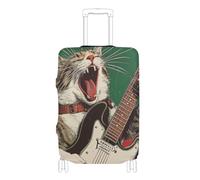 Coperture elastiche per bagagli Antipolvere elastica valigia copre valigia Protector Fit 18-32 Inch Bagagli, chitarra vintage gatto, XL 29-32 in