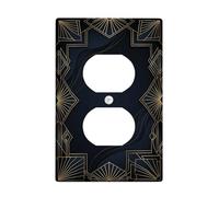 Coperture geometriche duplex da parete, linee moderne forme N/a in plastica nera, dimensioni standard, doppia presa di corrente, per casa, soggiorno, nuovo appartamento, decorazione