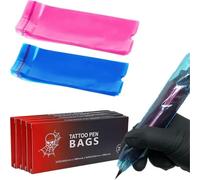 Coperture grandi per macchina del tatuaggio, 200 custodie sigillabili per penne per tatuaggi blu, 6,6 x 18,3 cm, sacchetti usa e getta per penne per forniture per tatuaggi