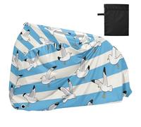 Coperture impermeabili blu bianche a righe gabbiano per bici con fori di bloccaggio anti polvere pioggia neve UV Storage Road Bike Cover adatta per la maggior parte degli accessori per bici da strada