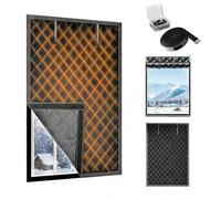 Coperture isolanti per finestre invernali Copertura isolante termica per finestre Coperta pers finestres in cotone Oxford a 4 strati Kit di isolamento pers finestres,Nero,55×41in/140×105cm