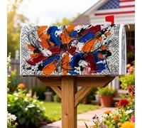 Coperture magnetiche astratte per cassette delle lettere, moderne e artistiche con schizzi a zigzag, nessuna arancione, decorazioni per cassetta delle lettere per la casa e il giardino, 53 x 64 cm