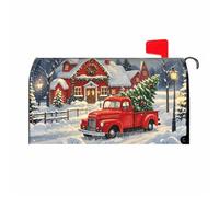 Coperture magnetiche grandi per cassette postali natalizie oversize rosse camion casa scena natalizia invernale involucri per cassetta delle lettere a tema vacanze decorative per esterni per casa
