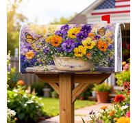 Coperture magnetiche per cassetta delle lettere a farfalla, copertura per cassetta delle lettere viola del pensiero vibrante primaverile per decorazione portico anteriore 53 x 64 cm