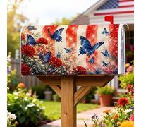 Coperture magnetiche per cassetta delle lettere a farfalla, decorazioni patriottiche festive con garofano e stelle estive rosse per la decorazione esterna del cortile, 45,7 x 53,7 cm