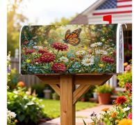 Coperture magnetiche per cassetta delle lettere a farfalla, primavera natura, crisantemo zinnia primavera arancione copertura per cassetta delle lettere per esterni decorazione da giardino 45,7 x 53,7
