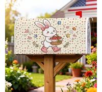 Coperture magnetiche per cassetta delle lettere a forma di coniglio, copertura per cassetta delle lettere primaverile color pesca pastello, decorazione per giardino, patio, 53 x 64 cm