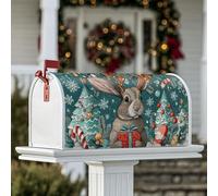 Coperture magnetiche per cassetta delle lettere a forma di coniglio, decorazione invernale per albero di Natale, bastoncini di zucchero, colore foglia di tè, decorazione per cortile, 53 x 64 cm