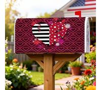 Coperture magnetiche per cassetta delle lettere a forma di cuore, romantiche strisce giocose a pois per San Valentino, copertura per cassetta postale rossa per decorazioni per casa e giardino, 53 x 64
