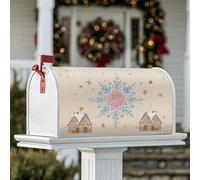 Coperture magnetiche per cassetta delle lettere a forma di fiocco di neve, casa di zenzero festiva, con stelle, invernale, beige chiaro, copertura per cassetta delle lettere per decorazione della