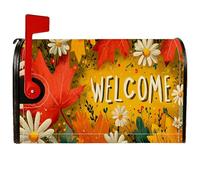 Coperture magnetiche per cassetta delle lettere a forma di foglia, autunnali rustiche con crisantemo, colore giallo, per decorare la casa e il giardino, 45,7 x 53,7 cm