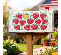 Coperture magnetiche per cassetta delle lettere a forma di fragola, divertenti e giocose con emoticon felice, decorazioni estive rosse per cassetta delle lettere per la decorazione del portico