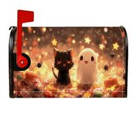 Coperture magnetiche per cassetta delle lettere a forma di gatto, fantasiose stelle fantasma di Halloween, copertura per cassetta delle lettere nera, decorazione per giardino e patio, 45 x 53 cm