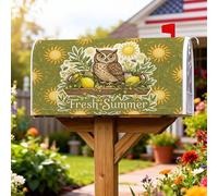 Coperture magnetiche per cassetta delle lettere a forma di gufo, copertura per cassetta delle lettere estiva con sole e limone, per decorare la casa e il giardino, 45,7 x 53,3 cm