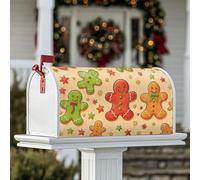 Coperture magnetiche per cassetta delle lettere a forma di omino di pan di zenzero, con bottoni natalizi e stelle, colore marrone, per decorazione da giardino all'aperto, 53 x 64 cm