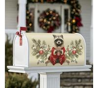 Coperture magnetiche per cassetta delle lettere a forma di procione, decorazioni natalizie per cassetta delle lettere rosse per giardino, cortile, 45,7 x 53,7 cm