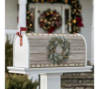 Coperture magnetiche per cassetta delle lettere a ghirlanda, decorazioni natalizie rustiche per cassette postali di Natale con stelle di pino verde, per decorazioni da giardino e esterni, 45,7 x 53,7