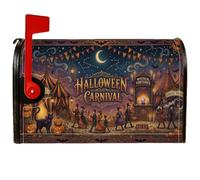 Coperture magnetiche per cassetta delle lettere a tema Halloween e | Copertura per cassetta delle lettere a tema circo vintage, motivo gatto, lanterna Jack-o'-lantern, attacco magnetico