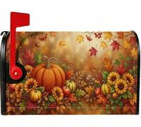 Coperture magnetiche per cassetta delle lettere a tema zucche raccolte | Tema del raccolto autunnale, involucri delle cassette postali, girasoli e fogliame, installazione magnetica
