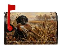 Coperture magnetiche per cassetta delle lettere autunnali con labrador nero | Tema di caccia, copertura per cassetta postale, arte della fauna selvatica, paesaggio rustico all'aperto, fagiano retriever
