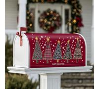 Coperture magnetiche per cassetta delle lettere con alberi di Natale, stelle fantasiose e fiocchi di neve, decorazione per giardino, patio, 45,7 x 53,7 cm