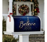 Coperture magnetiche per cassetta delle lettere con albero di Natale, con testo natalizio con stelle blu, decorazione per porta d'ingresso, 53 x 65 cm