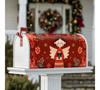 Coperture magnetiche per cassetta delle lettere con angelo, con fiori fantasiosi, regalo natalizio rosso, per decorare la casa e il giardino, 45,7 x 53,7 cm