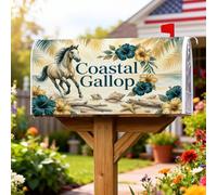 Coperture magnetiche per cassetta delle lettere con cavalli, copertura per cassetta delle lettere blu costiero, decorazione per porta d'ingresso, 45,7 x 53,7 cm