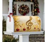 Coperture magnetiche per cassetta delle lettere con chiave di violino e note musicali natalizie, decorazioni natalizie dorate, decorazione per giardino, cortile, 45,7 x 53,3 cm