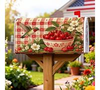 Coperture magnetiche per cassetta delle lettere con ciliegie, copertura per cassetta delle lettere rossa estiva rustica con colibrì, decorazione per portico anteriore, 53 x 64 cm