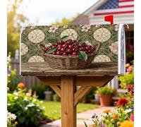 Coperture magnetiche per cassetta delle lettere con ciliegie, rustiche vintage per cesti, copertura per cassetta delle lettere estiva rossa per esterni, 53 x 64 cm