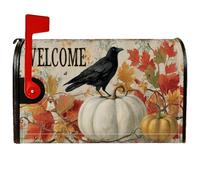 Coperture magnetiche per cassetta delle lettere con corvo, autunnali rustiche foglie di zucca autunnali arancioni, copertura per cassetta delle lettere per esterni e giardino, 53 x 64 cm