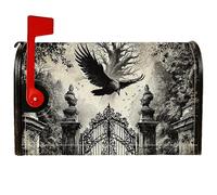 Coperture magnetiche per cassetta delle lettere con corvo, gotico misterioso albero cancello Halloween nero copertura per cassetta delle lettere per giardino patio decorazione 45,7 x 53,3 cm