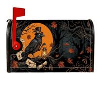 Coperture magnetiche per cassetta delle lettere con corvo, lanterne rustiche spettrali con foglie di Halloween, decorazioni per cassette delle lettere per decorazioni per esterni, 53 x 64 cm