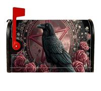 Coperture magnetiche per cassetta delle lettere con corvo, motivo gotico con rose scure, pentagramma, per Halloween, decorazione per giardino, cortile, 53 x 65,5 cm
