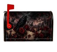 Coperture magnetiche per cassetta delle lettere con corvo, rose scure gotiche e farfalle, decorazioni per cassetta delle lettere per Halloween, decorazione per esterni e cortile, 45,7 x 53,3 cm