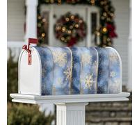 Coperture magnetiche per cassetta delle lettere con fiocchi di neve, motivo a strisce dorate invernali, sfondo blu, decorazione per la casa e il giardino, 45,7 x 53,7 cm