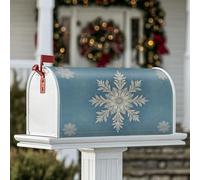 Coperture magnetiche per cassetta delle lettere con fiocco di neve, decorazione invernale per le festività invernali, copertura per cassetta delle lettere blu per la decorazione del prato, 45,7 x 53,