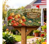 Coperture magnetiche per cassetta delle lettere con fragole, decorazione estiva rustica per cassetta delle lettere verde con pulcini estivi, decorazione per porta d'ingresso, 45,7 x 53,7 cm