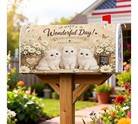 Coperture magnetiche per cassetta delle lettere con gattini, fantasiose margherite rustiche e farfalle, per tutti i giorni, morbida, beige, decorazione per esterni e cortile, 53 x 64 cm