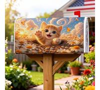 Coperture magnetiche per cassetta delle lettere con gattino, copertura per cassetta delle lettere gialla con farfalle e margherite, decorazione per giardino e patio, 45,7 x 53,7 cm