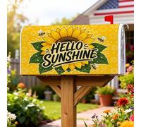 Coperture magnetiche per cassetta delle lettere con girasole, copertura per cassetta delle lettere estiva gioiosa con ape, sole, colore giallo, per decorazione da giardino all'aperto, 53 x 65,5 cm