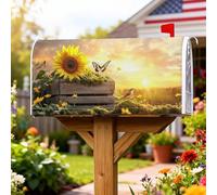 Coperture magnetiche per cassetta delle lettere con girasole, copertura per cassetta delle lettere gialla con farfalla naturale primaverile, per decorazioni esterne, 45,7 x 53,3 cm
