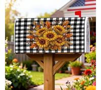 Coperture magnetiche per cassetta delle lettere con girasole, rustiche e autunnali, motivo a scacchi, per decorazione della porta d'ingresso, 45,7 x 53,7 cm