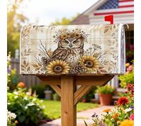 Coperture magnetiche per cassetta delle lettere con gufo, autunnali rustiche girasoli composizione floreale autunnale marrone copertura per cassetta delle lettere per decorazione del prato 53 x 64 cm