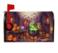 Coperture magnetiche per cassetta delle lettere con gufo, fantasiose zucche rustiche calderone per Halloween arancione copertura per cassetta della posta per giardino patio decorazione 53 x 64 cm
