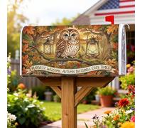 Coperture magnetiche per cassetta delle lettere con gufo, lanterna rustica autunnale con foglie autunnali arancioni, per decorare la casa e il giardino, 53 x 64 cm