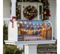 Coperture magnetiche per cassetta delle lettere con luci natalizie, copertura per cassetta delle lettere bianca per decorazione del portico anteriore, 53 x 64 cm