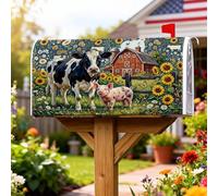 Coperture magnetiche per cassetta delle lettere con mucca, maiali rustici girasoli estivi verde copertura per la decorazione del cortile anteriore 45,7 x 53,7 cm