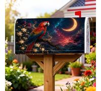 Coperture magnetiche per cassetta delle lettere con pappagallo, fantasiosi fiori lunari, nessuna copertura rossa per cassetta delle lettere per decorazione da giardino all'aperto 53 x 64 cm